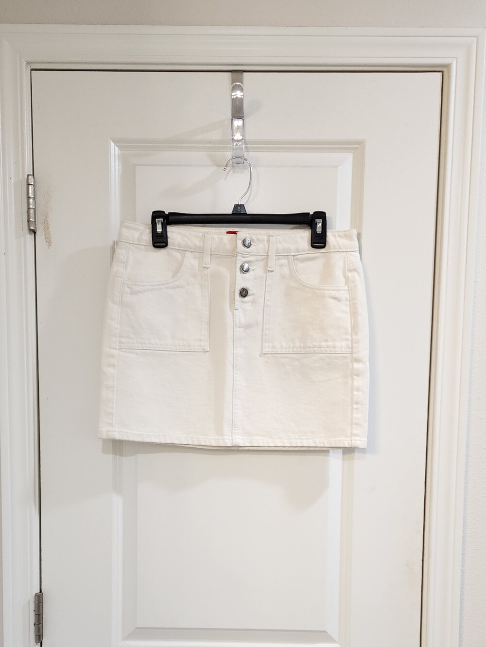 Mossimo Supply Co. White Denim Button-Front Skirt